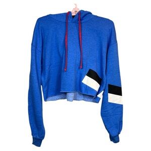 NWOT Tracy Anderson Heather Blue Soft Cropped lightweight Pullover Hoodie Size M